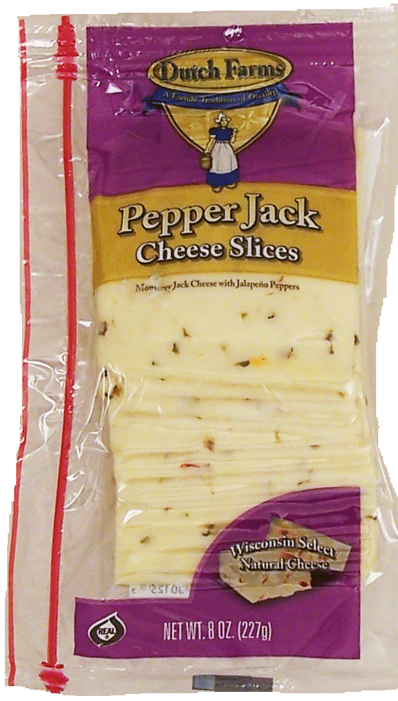 Dutch Farms Pepper Jack monterey jack cheese with jalapeno peppers, slices Full-Size Picture